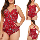 Fashion Ladies Plus Size Printing Split Swimsuit